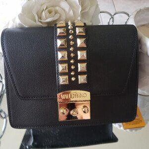 Valentino By Mario Valentino Black Leather Gold Studded New with tags